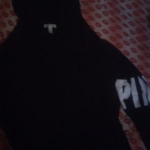 Pink knit top hoodie black size med to l